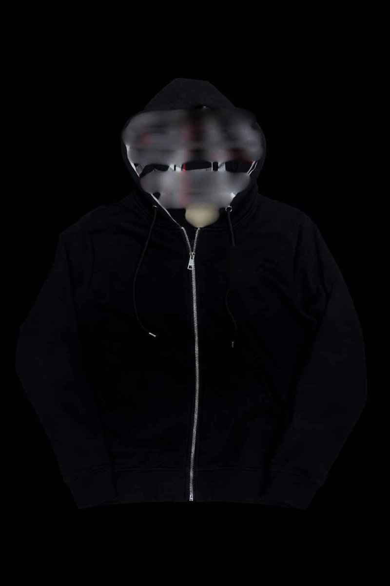 Black zip-up jacket from Reselling Lab's BB ZIP UP collection, featuring a front zipper and casual fit.
