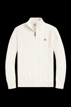 Gray horse-knit quarter zip sweater by ThePlugCrew, featuring a quarter zip collar and textured knit fabric.