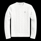 Gray horse knit sweater by Theplugcrew featuring a cozy, detailed knit pattern and a relaxed fit, perfect for casual wear.