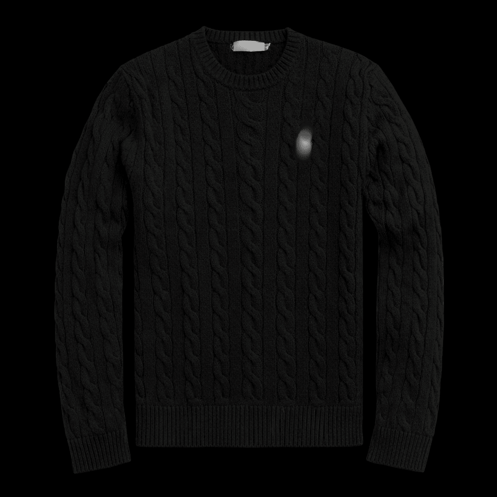Close-up of a cozy horse knit sweater by Theplugcrew, featuring detailed patterns and soft fabric in natural tones.