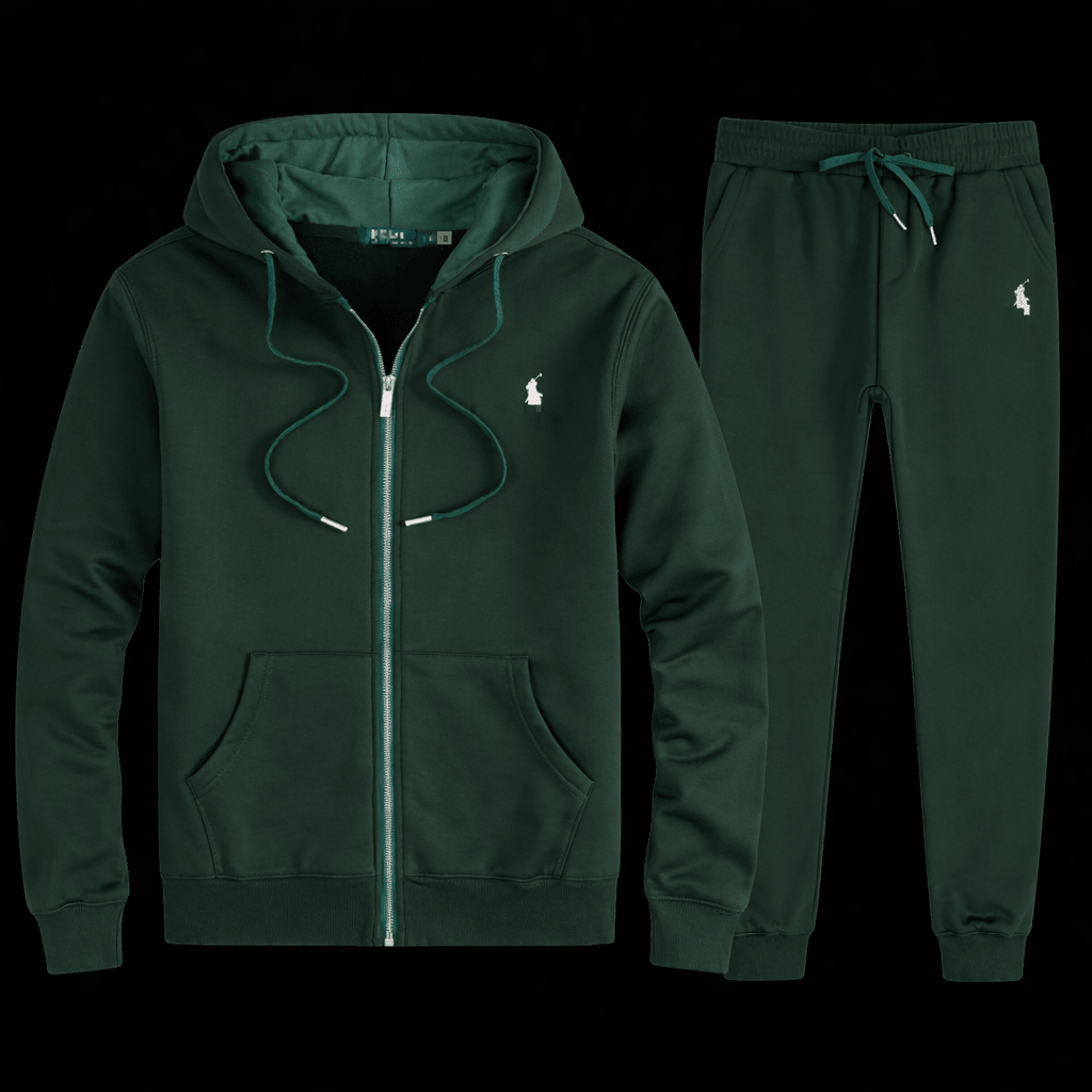 Black horse tracksuit by Theplugcrew featuring a comfortable fit and stylish design, perfect for casual wear and athletic activities.