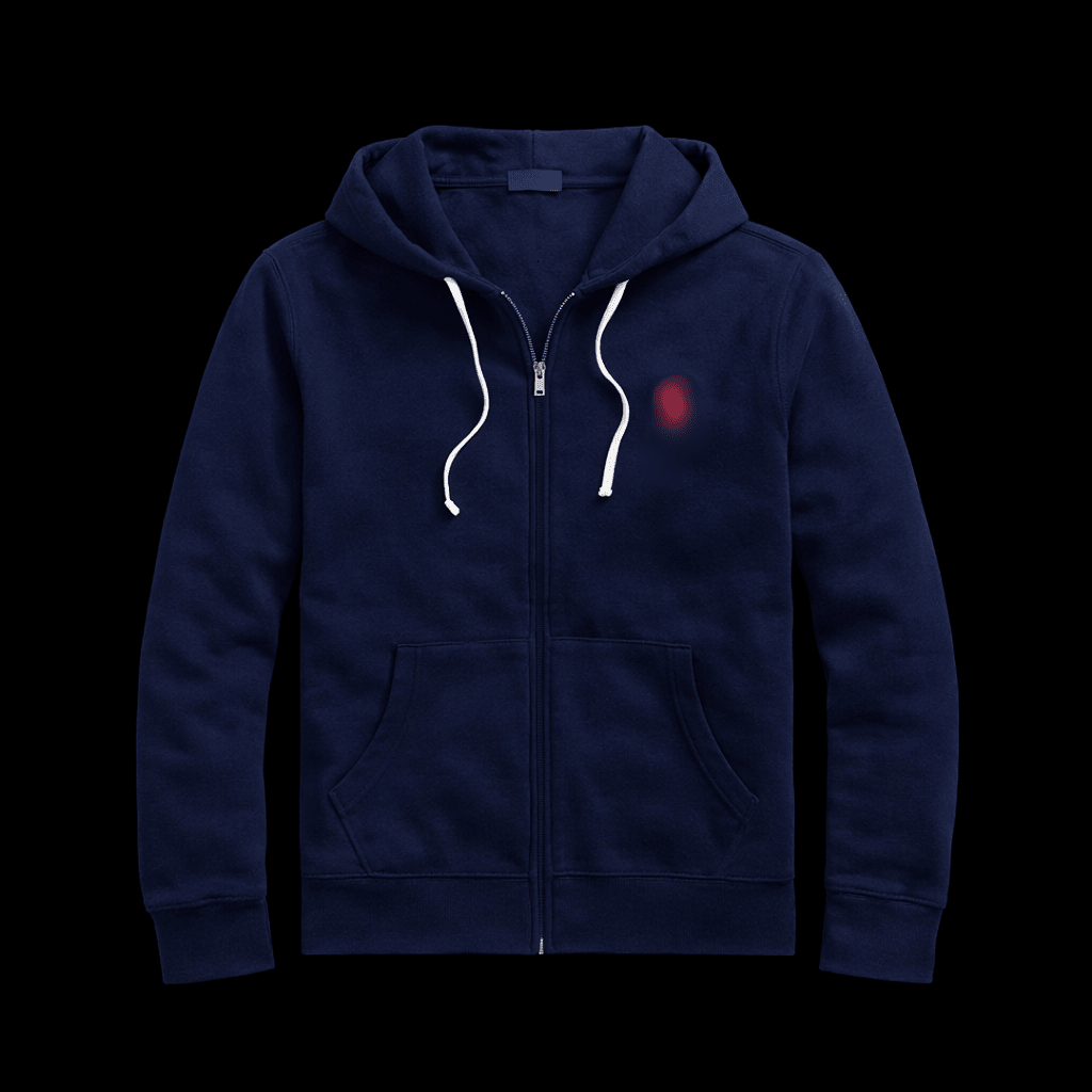 Black zip-up hoodie featuring horse graphic design from Theplugcrew, casual streetwear style.
