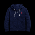Black zip-up hoodie featuring horse graphic design from Theplugcrew, casual streetwear style.