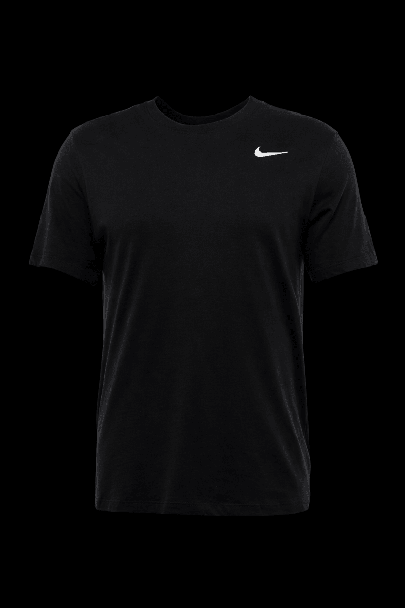 Black NKE T-shirt from Theplugcrew with a relaxed fit, displayed flat on a white background.
