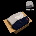 Theplugcrew Starter Box for suppliers, featuring various branded items and packaging in a sleek, organized display.